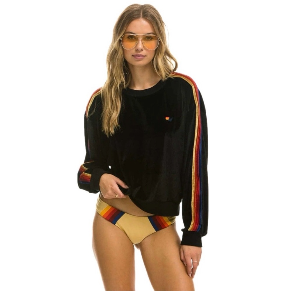 NWOT Aviator Nation Classic 5- Tripe Velvet Relaxed Sweatshirt